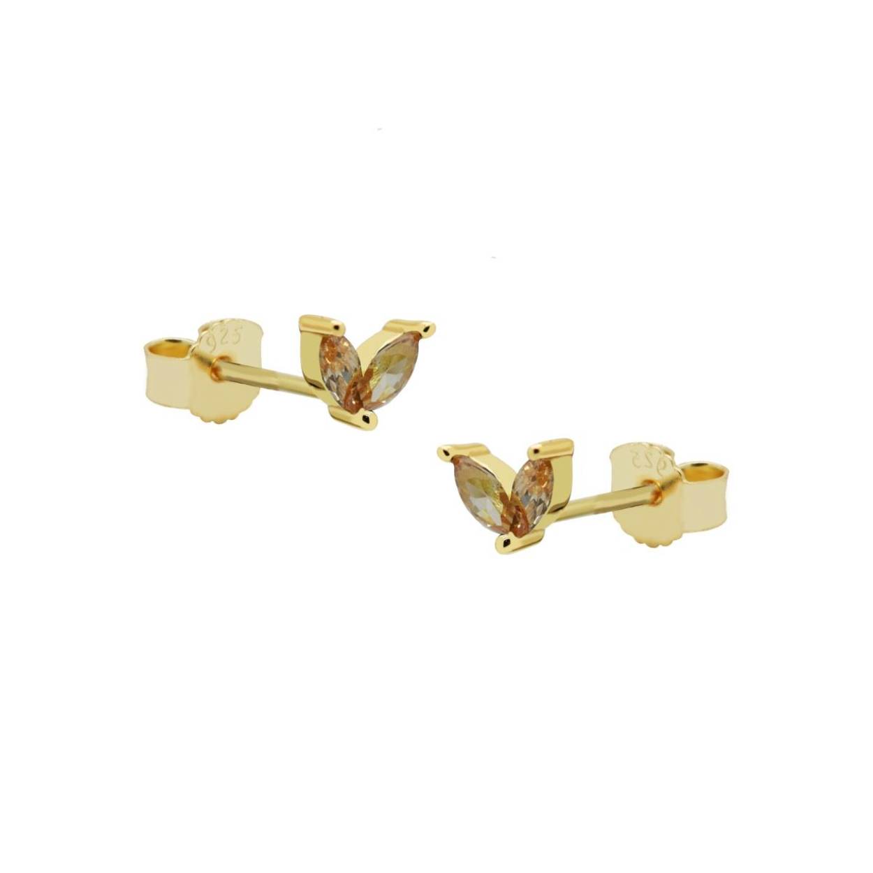 Karma Zirconia Symbols Double Champagn Leaves Goldplated