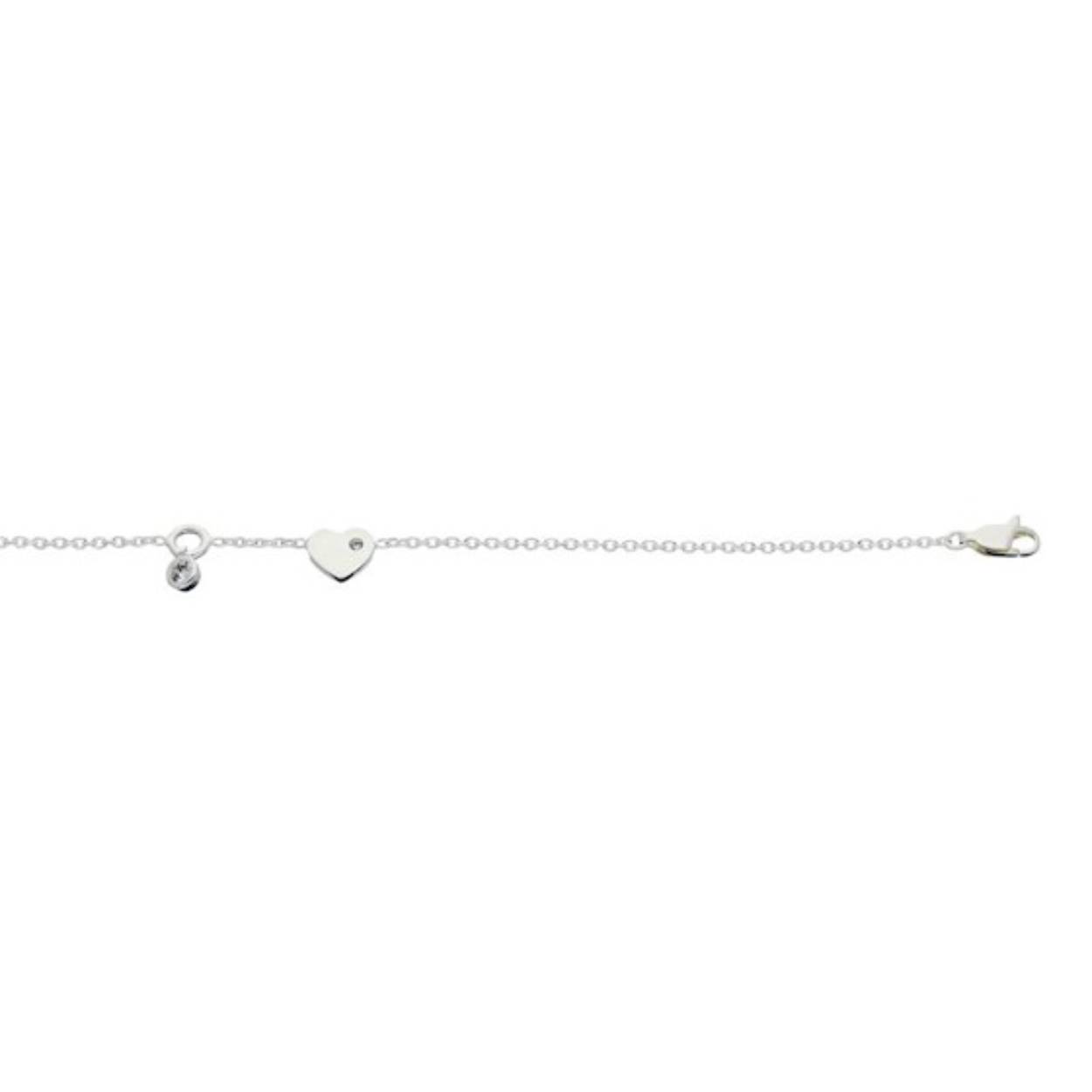 Zilveren armband fantasie 17-20cm hart, zirkonia
