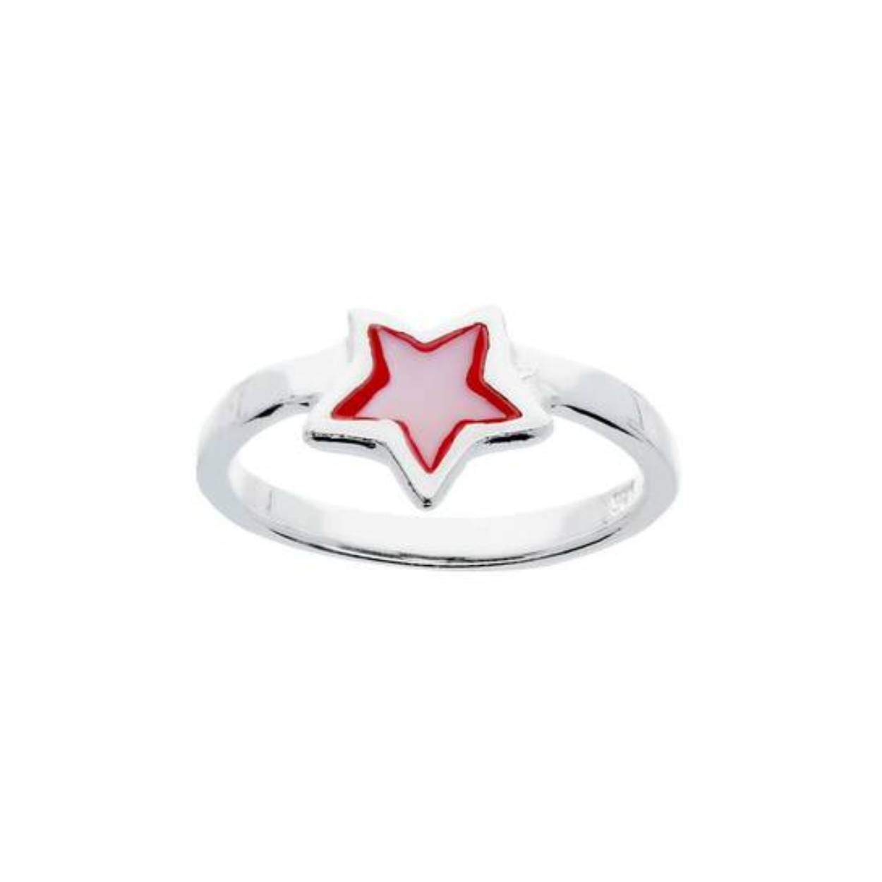 Zilveren ring met roze ster