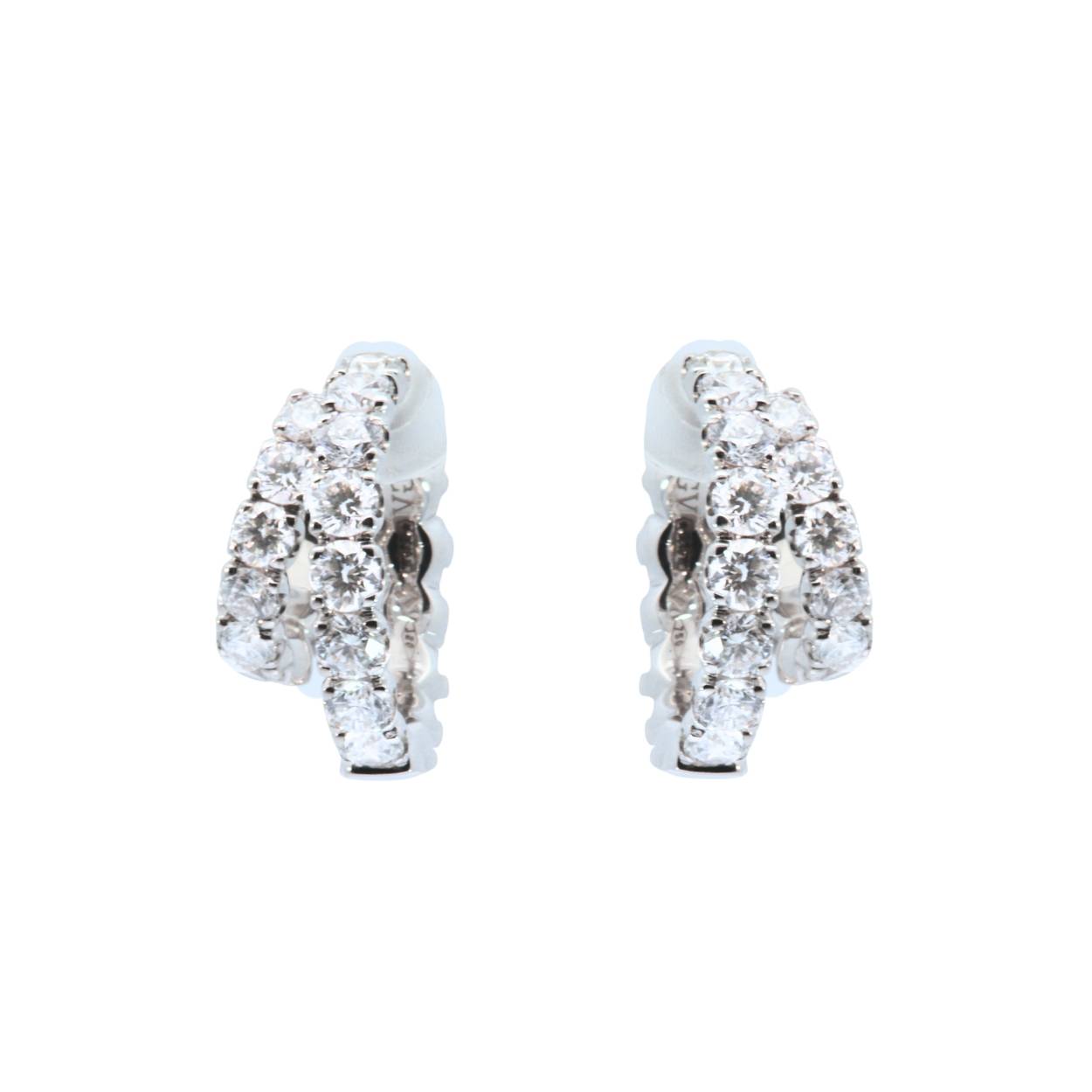 Witgouden oorringen in dubbele creoolvorm met diamanten 1.85ct