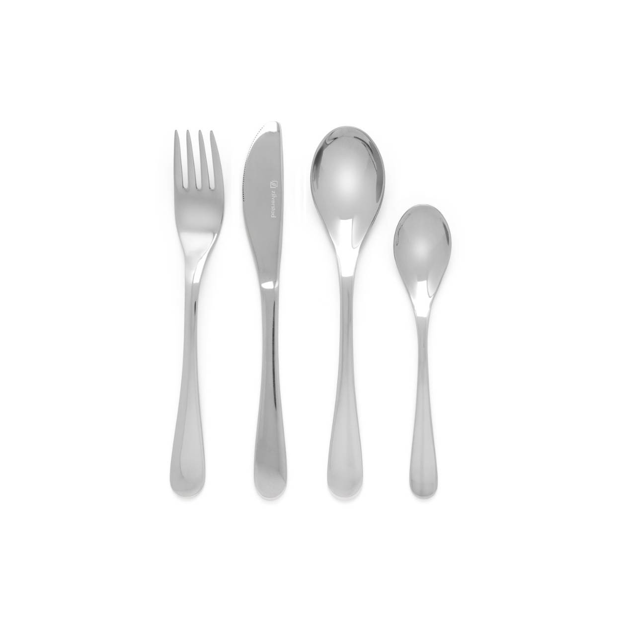 Deze gladde 4-delige bestekset is een ideaal geboorte- of communiegeschenk. Omdat alle onderdelen gegraveerd kunnen worden, wordt het een blijvend en persoonlijk cadeau! Het bestek is RVS 18/10 en kan in de vaatwasser.
