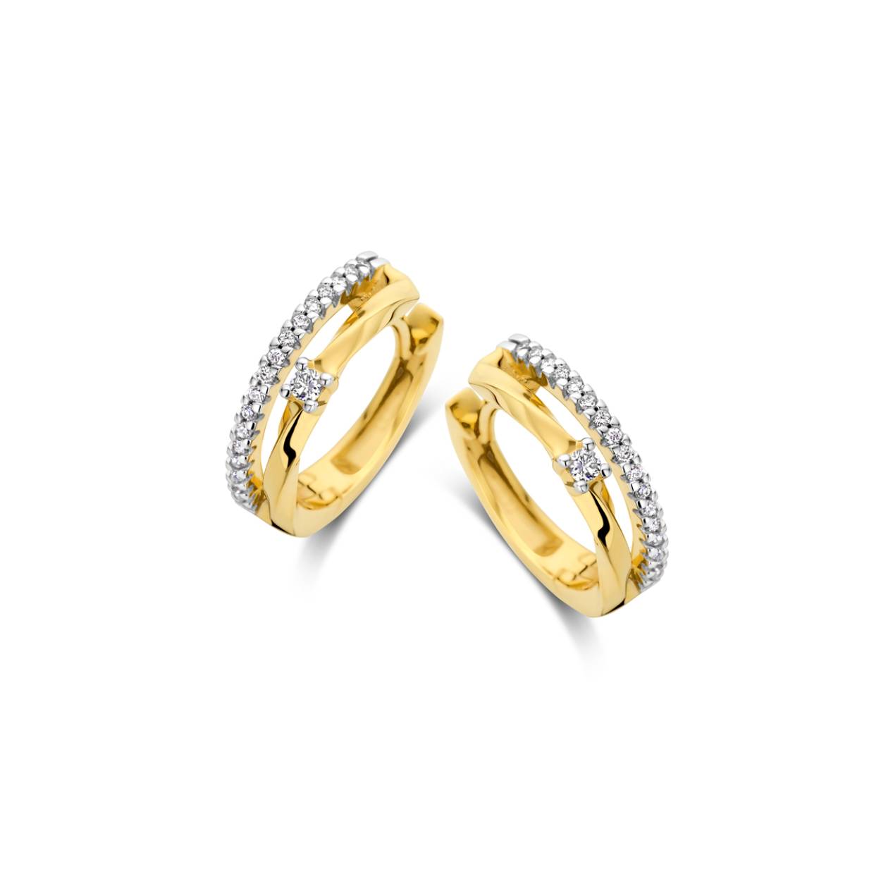 Oorringen geel goud 18kt met diamanten