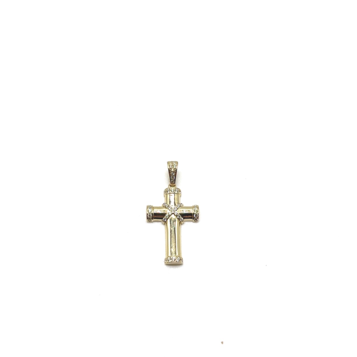 14k gouden kruis met zirkonia stenen