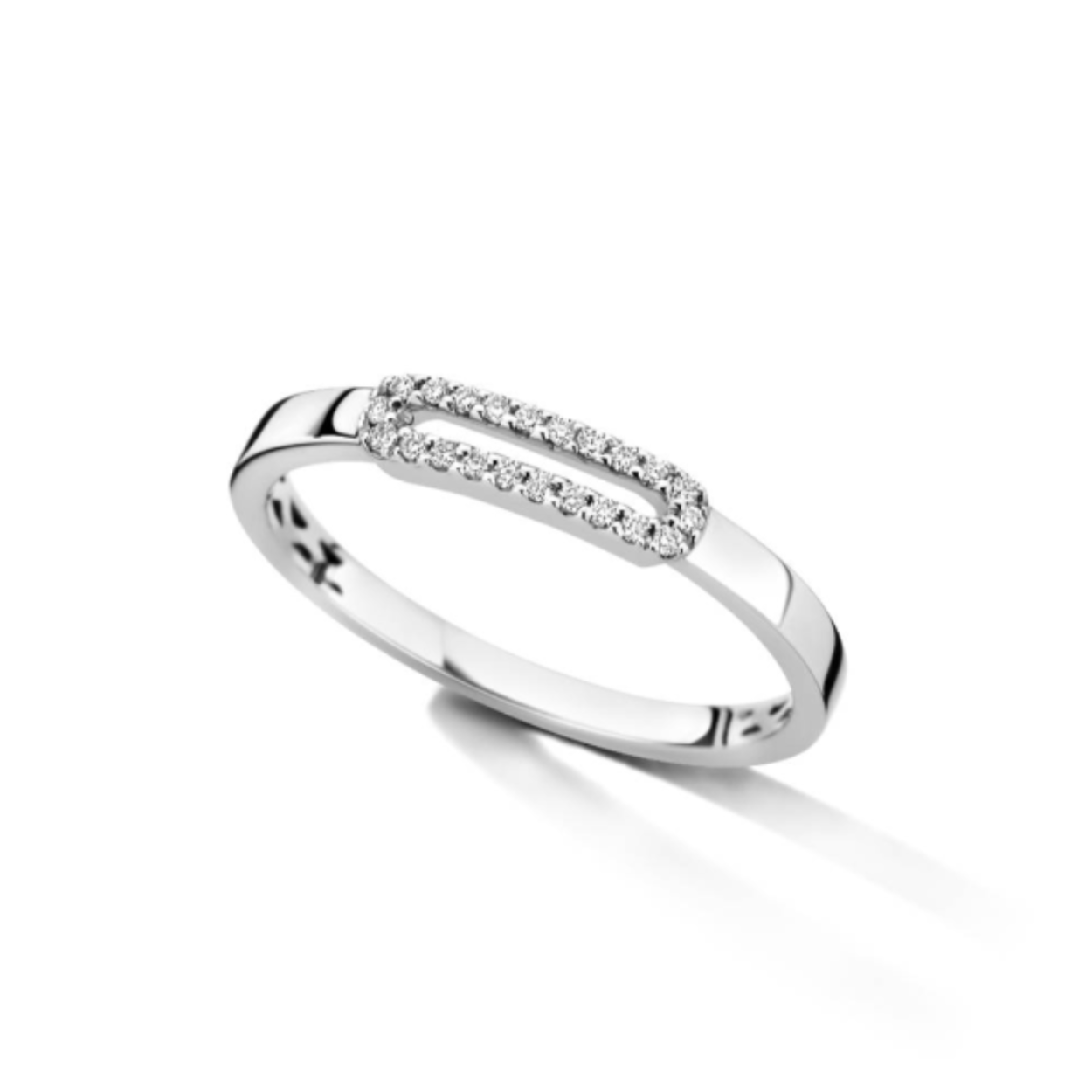 Witgouden ring 18Kt met diamant 0.07ct