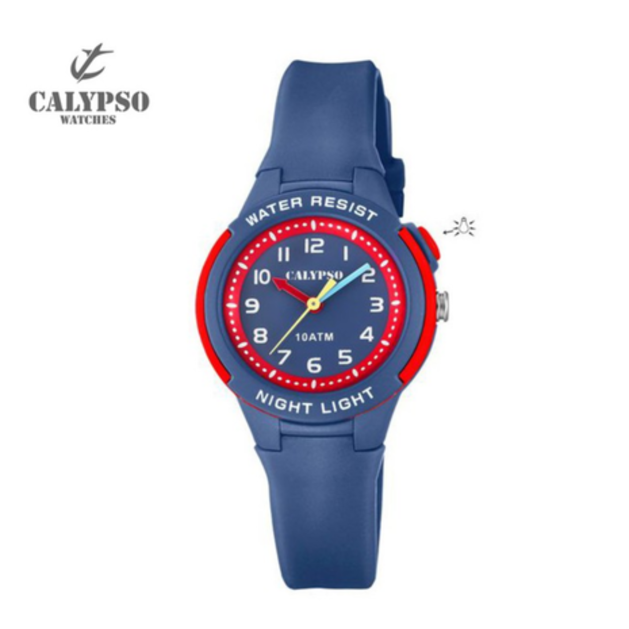 Kinderhorloge met blauwe wijzerplaat en blauwe siliconenband
