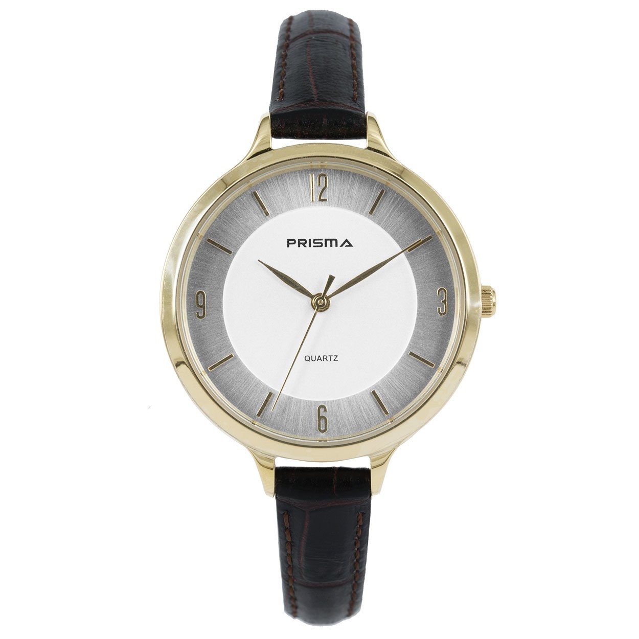 Prisma horloge P.8392 dames edelstaal 5 ATM 

Algemeen
Geslacht: dames
Model: P.8392

Voordelen
- band echt leer bruin
- wijzerplaat zilver met gouden cijfers (arabisch)
- duidelijke tijdsweergave
- spat waterdicht: handenwassen, regen
- quartz
- maat kast 34mm (breedte) 8mm (dikte)