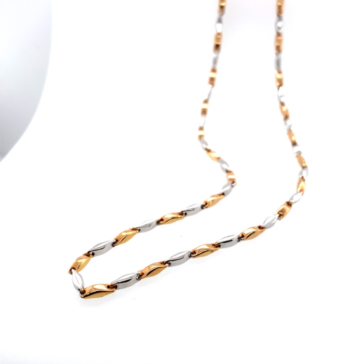 Gouden rose-witgouden collier 45 cm