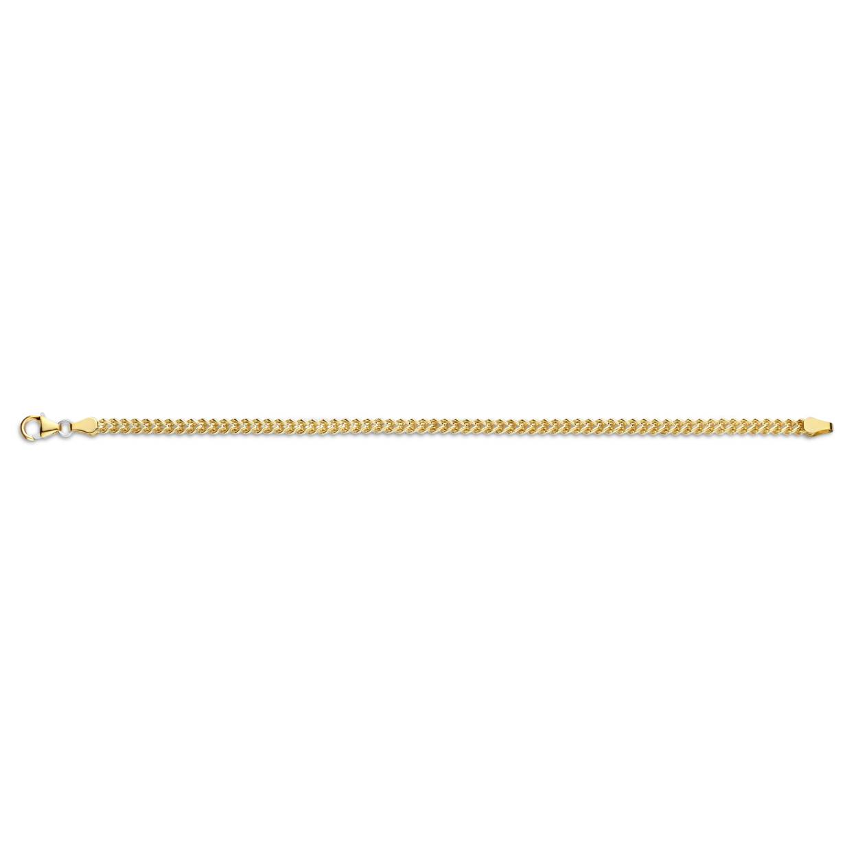 GEELGOUDEN ARMBAND MET ZILVEREN KERN 3MM FANTASIE GOURMET 19CM