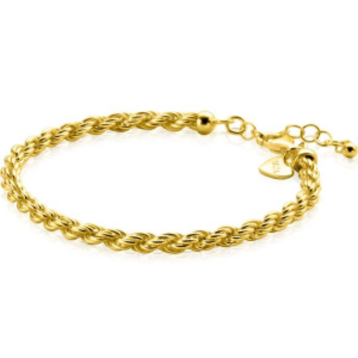 ZINZI gold plated zilveren koord armband 4mm breed ZIA2343G