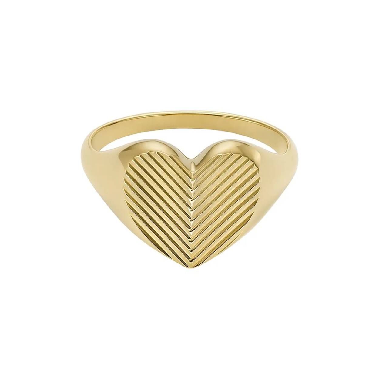 Leuke goudkleurige stalen ring in de vorm van een hart.