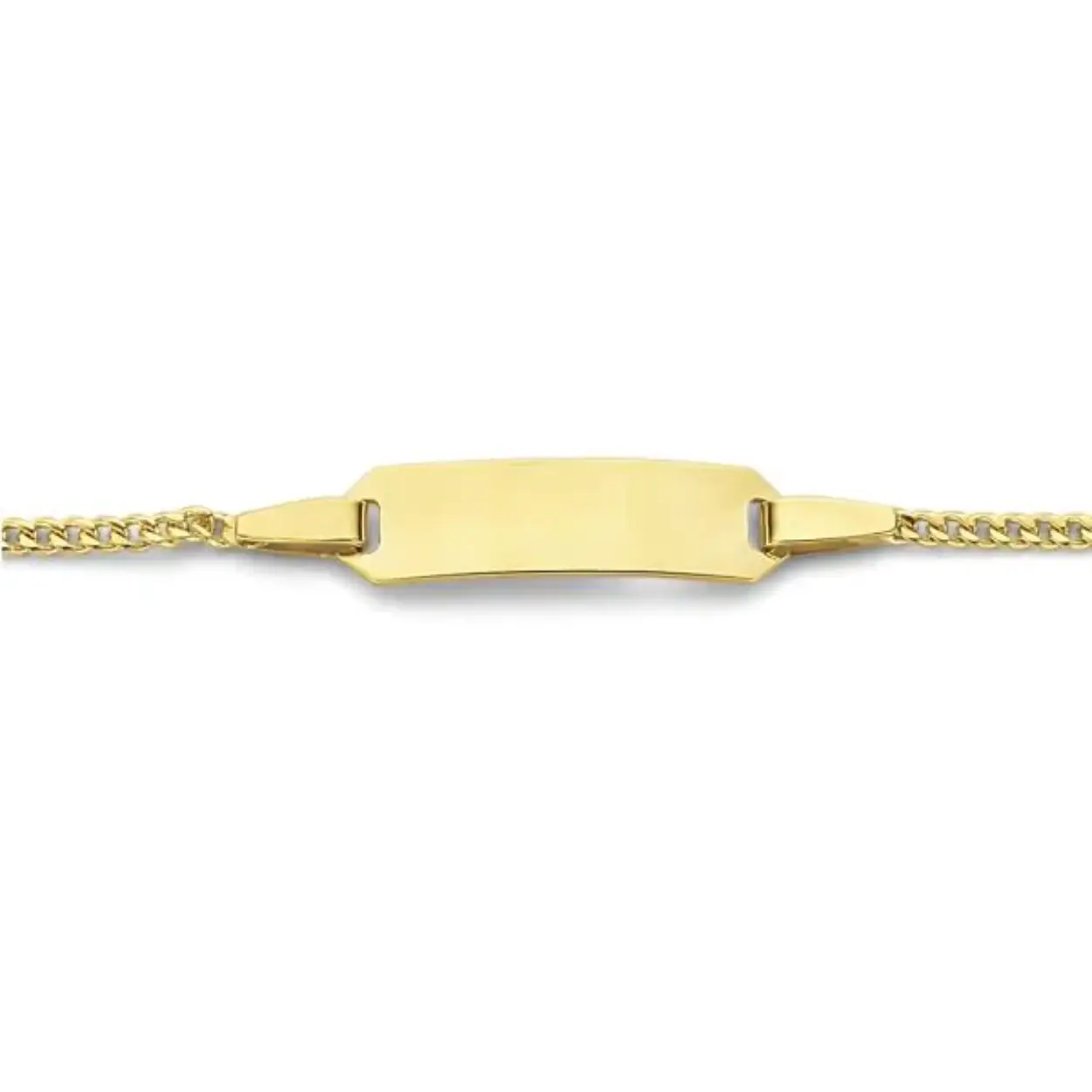 Geelgouden unisex kinder plaatarmband met zilveren kern op 11-13 cm. 