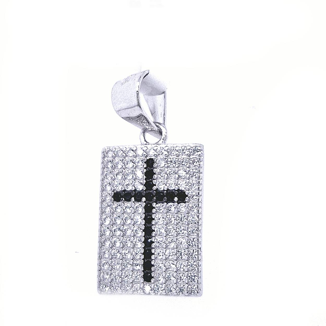 zilveren pendant met kruisje zwart zirconia