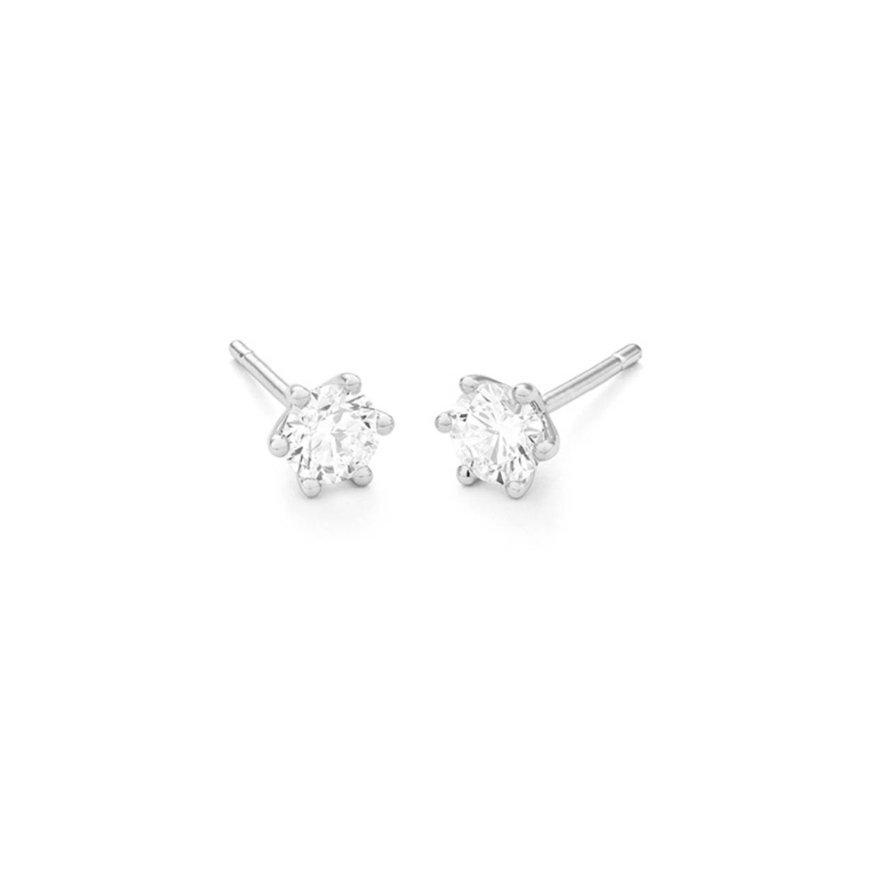 Prachtige 18 karaat witgouden oorknoppen met diamant, SI1 H 0.40crt.