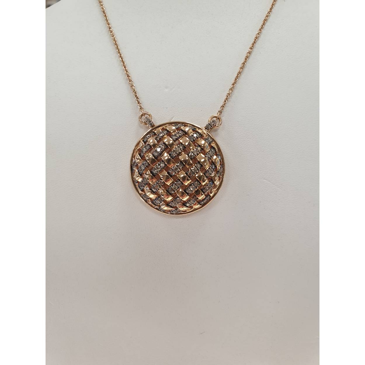 18krt rose goud collier met champagne diamanten