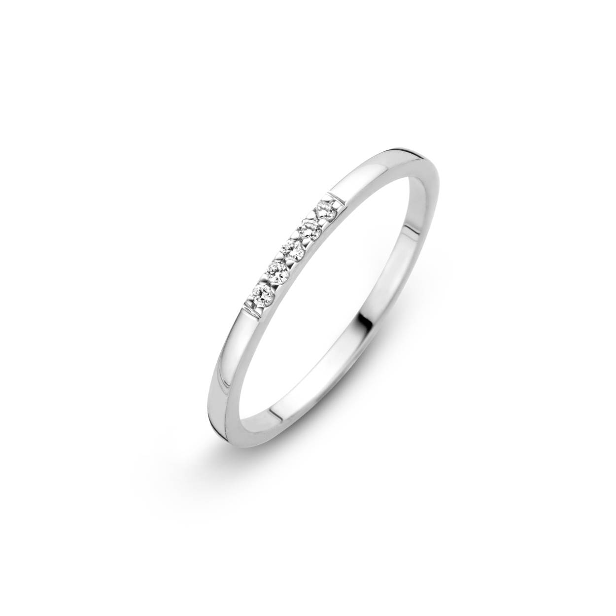 Briljant Sider Ring 14krt witgoud 5x0.01crt H/Si 756100701-17,50 Mt. 17,5