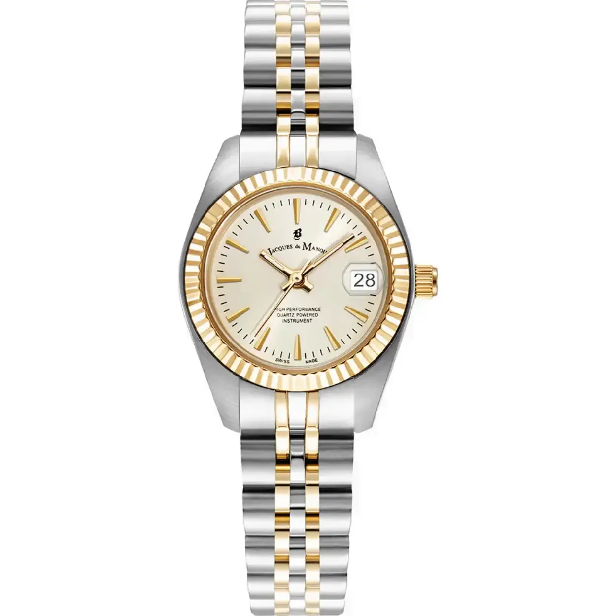 Dit is een horloge uit de 2022 collectie voor dames. Dit horloge heeft de volgende eigenschappen: 
Kastkleur: Zilver + Goud
Bandkleur: Zilver + Goud
Bandmateriaal: Roestvrij staal
Wijzerplaatkleur: Champagne
Kastmaat: 26.50 mm
