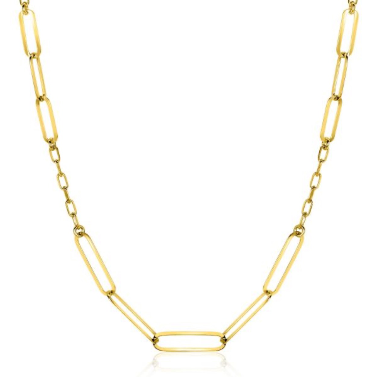 ZINZI gold plated zilveren ketting met verschillende paperclip schakels 40-45cm ZIC2361