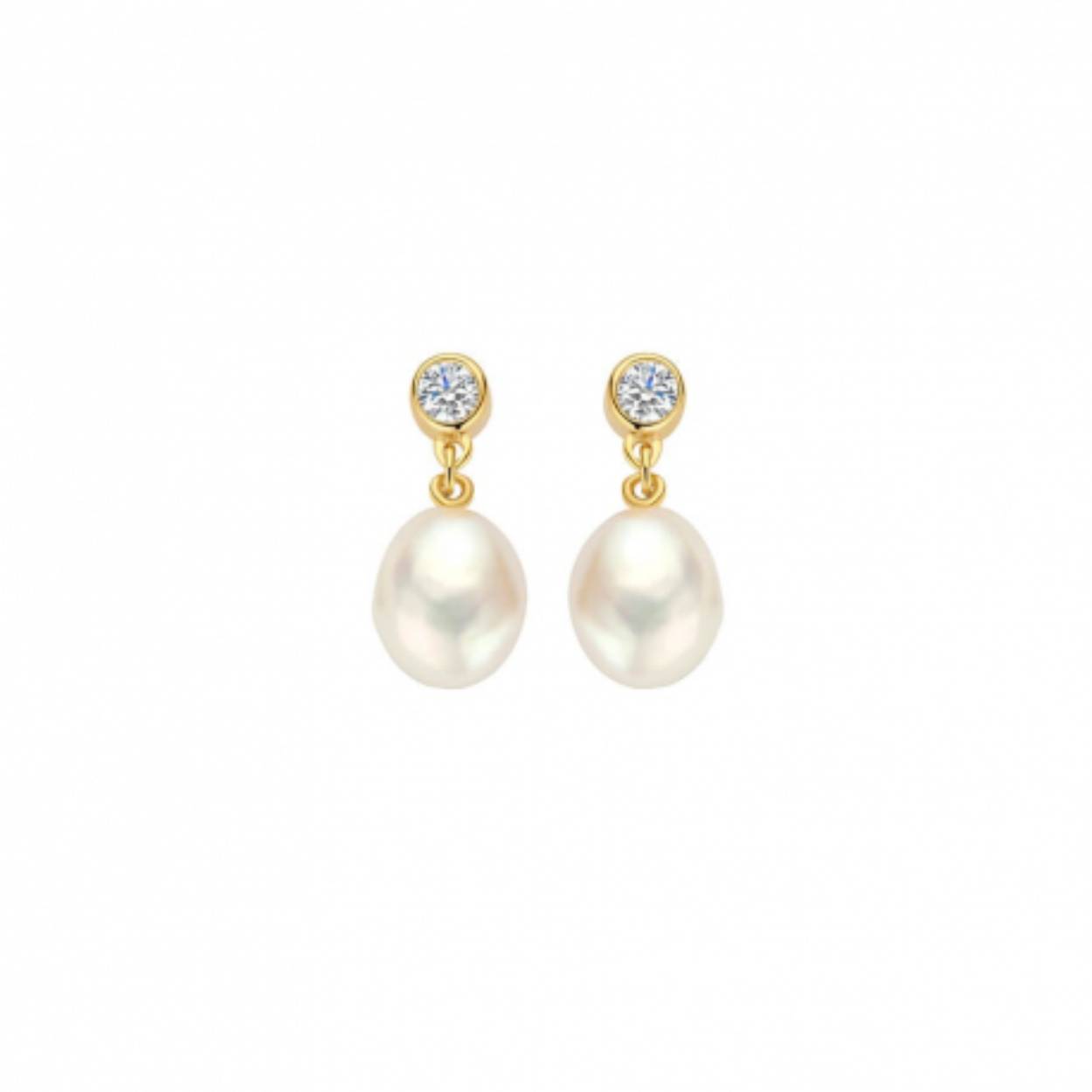 FJF oorhangers 'Icon Pearl' FJF0030027YWH
zilver 18 krt goldplated met zirkonia en zoetwaterparel