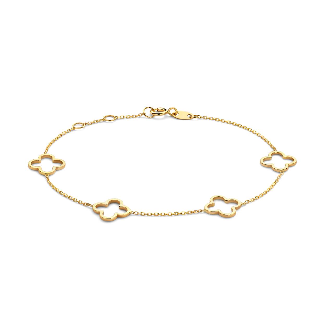 Deze JEWEL: Just Franky ICONIC LUCKY CLOVER BRACELET is een elegante armband met vier klavertjes die geluk symboliseren. De armband is gemaakt van hoogwaardig materiaal en is geschikt voor dagelijks gebruik. Het beste is om de armband alleen te dragen of te combineren met andere armbanden voor een trendy look. Draag hem om je pols als een symbool van geluk en stijl!