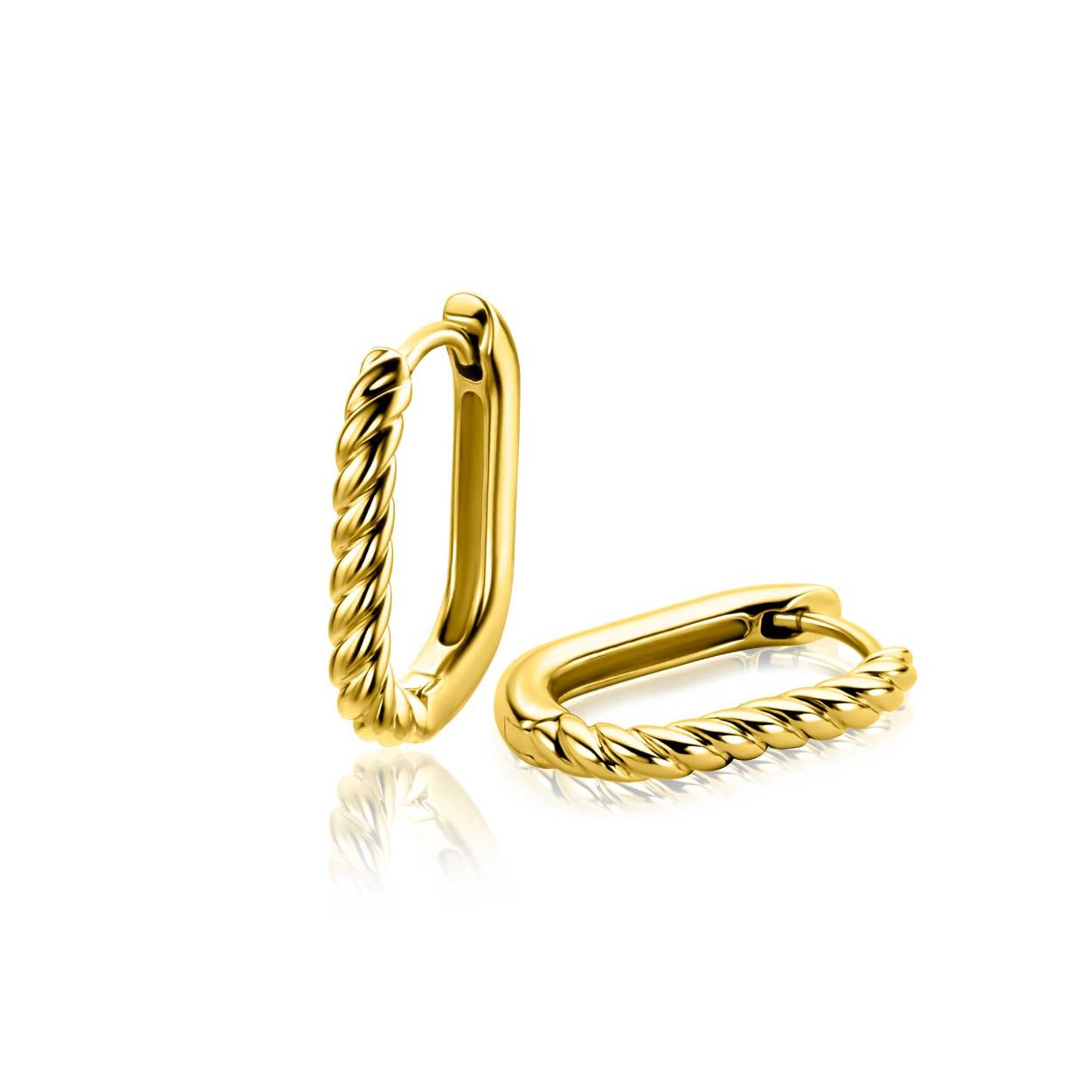 ZINZI gold plated zilveren oorringen (17x2mm) in ovale vorm met een gedraaide buis (zoals een wokkel). Met luxe en gemakkelijke klapsluiting. Vervaardigd van eerste gehalte zilver (925) en extra geel verguld.