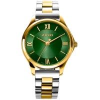 
De Classy Mini watch is het nieuwste stijlvolle dameshorloge van Zinzi in een subtiel formaat van 30mm. Voorzien van een groene 'sunray' wijzerplaat met Romeinse cijfers en een stoere bicolor stalen band met chique clip-sluiting. Natuurlijk met de bekende Zinzi touch ontworpen: het extra dunne Japanse uurwerk en de ronde stalen goudgekleurde kast (30mm) zorgen voor een classy maar fashionable look. Leuk detail: de seconde wijzer met een subtiel hartje. 