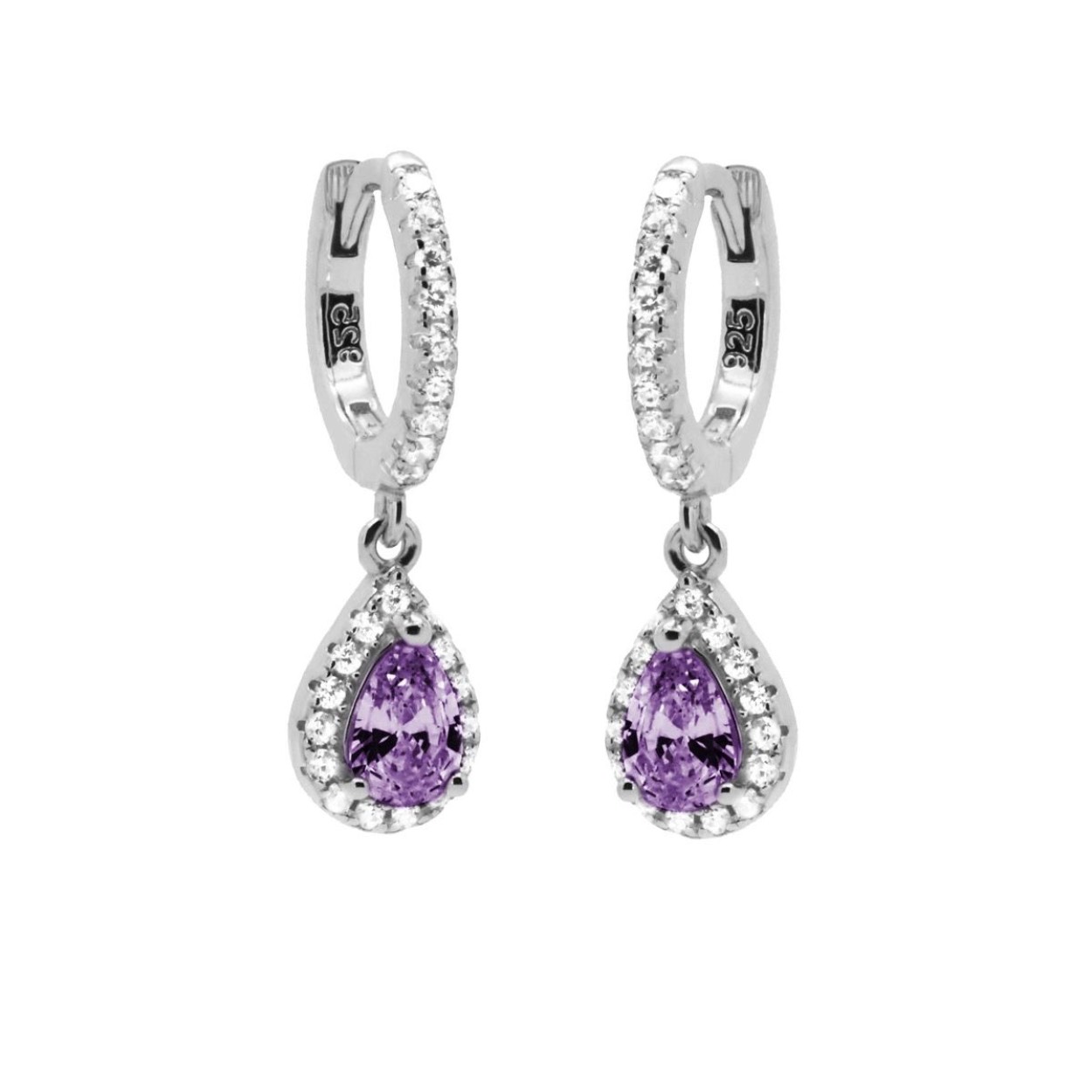 Karma Hinged Hoops Zirconia Chloe Lavender Zirconia Silver
