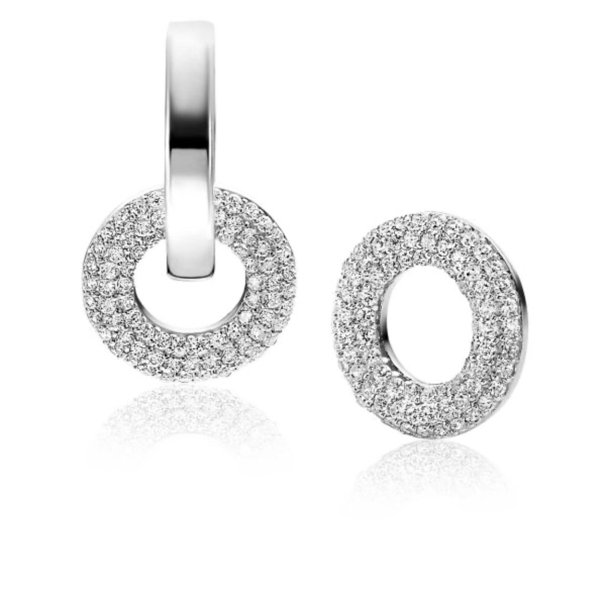 20mm ZINZI zilveren hanger open ronde vorm, bezet met witte zirconia's ZIH2446  (zonder collier)