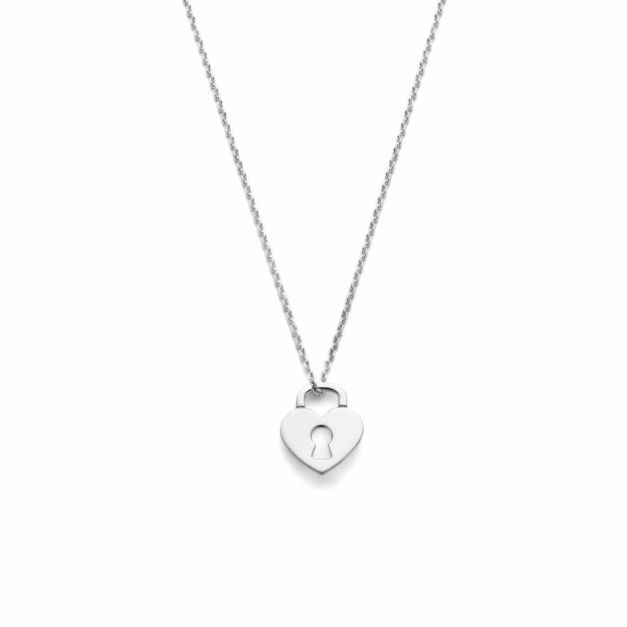 Gerhodineerd 925 zilveren collier uitgevoerd met een hartjes slot en een karabijn sluiting. Het collier heeft een draaglengte van 40cm en een extensie van 5cm.