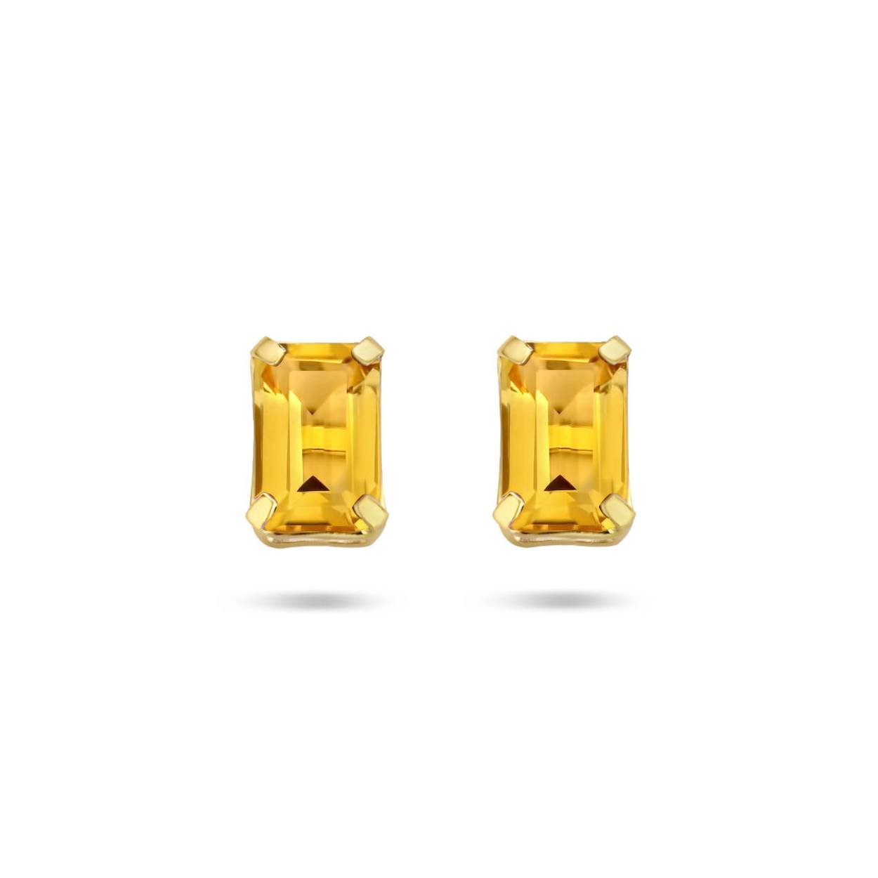 14k Geelgouden citrien oorknoppen met een afmeting van 6x4mm. De citrien stenen hebben een totaal steengewicht van&nbsp;1.02ct (2x 0.51ct).
