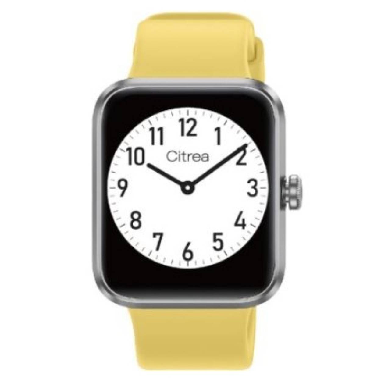 Coolwatch Citrea Yellow Smartwatch

Screen: 1.3 inch TFT LCD, Full screen touch
Case Material Plastic
Case Size 34.5mm ~ 41mm
Case Thickness 12mm
Strap Material TPU
Strap Width 20mm
Strap Length Max 218mm, MIN 140mm
Product Weight 30gWater Resistant 3 BAR
Operating Temperature 10 Celsius – 45 Celsius
Rechargeable Battery Capacity 210mAh
Rechargeable Battery Life 6-8 days
Charging Time About 2 hours
Bluetooth Version Bluetooth 5.1
Compatible System Android 6.0 above/ iOS 9.0 or above
SmartWatch Language English, Spanish, German, Italian, French, Hindu, Chinese, Japanese

Functions:
Blood oxygen monitoring (SpO2)
Heart rate monitoring
Keep track of your daily steps
Keep track of your daily distance
Keep track of your daily calories burnt
Many excercise modes
Get notifications and read messages
Perform a heart rate test to check your heart rate data for the day
Wear your smartwatch at night to record your sleep
Stress monitoring
Sleep minitoring
Many dial screens
Music control function
Have the timing and countdown function
Stopwatch
Weather forecast
Breath training

View, turn off or turn on the alarm clock. You need to add an alarm clock on the mobile App.
Enter the sports window, and choose sports modes. Run, walk, Bike, Hike, Climbing, Treadmill, Spinning, Yoga. Change the sports mode on the App.
Music Controller: Play, Pause, Forward and Rewind.

Notifications:
Email, incoming calls, whatsapp, wechat,Talk VK, Instagram, facebook,twitter, agenda, SMS, etc.

EAN: 4966006878660