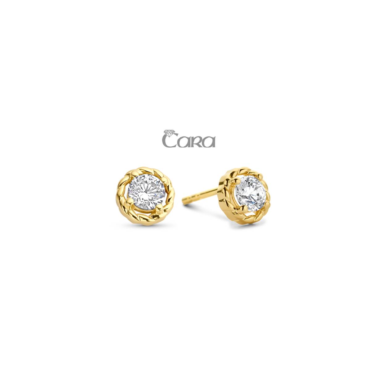 Cara oorstekers goud 18k gezet met zirconia