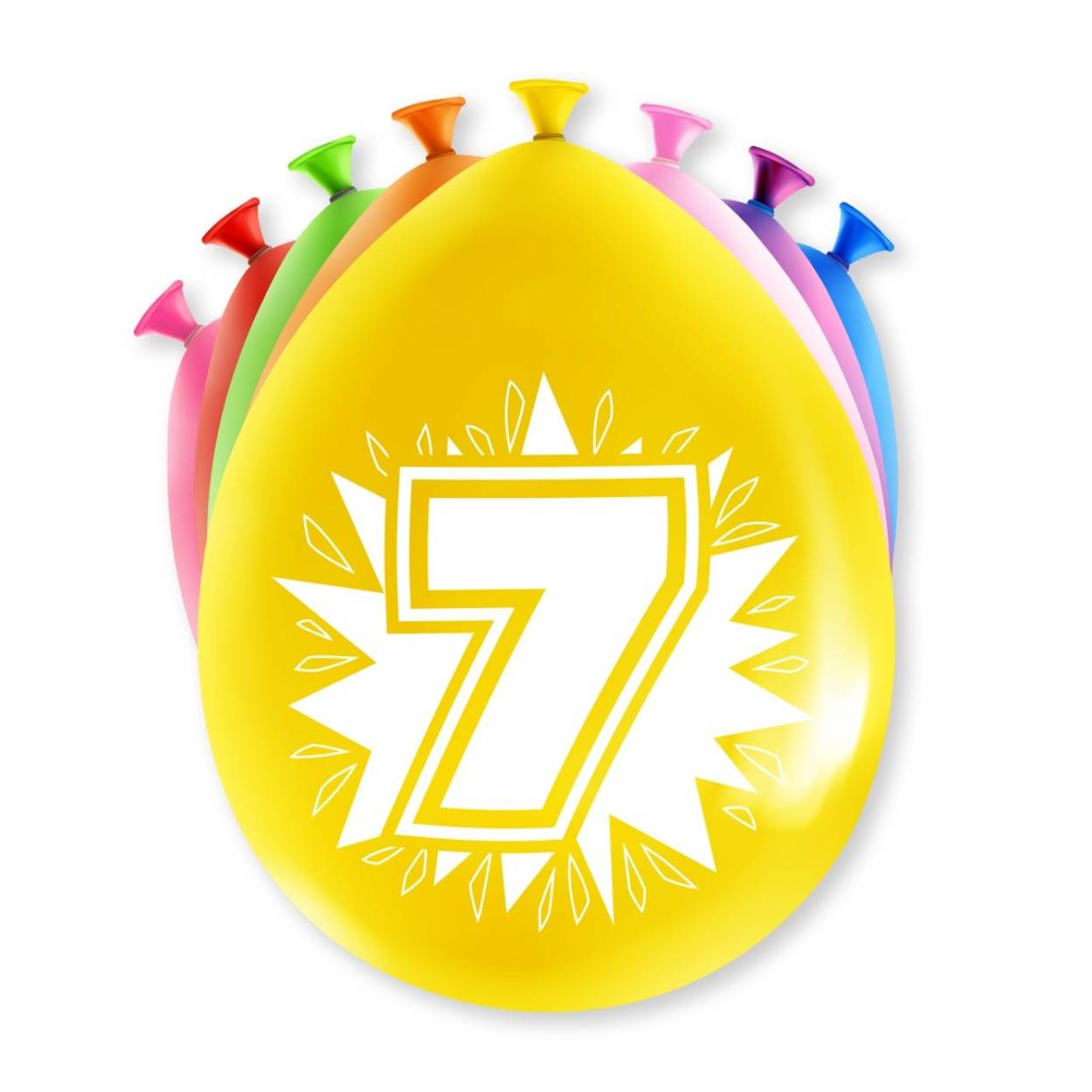 Een feestje kan niet zonder ballonnen en als u party ballonnen met 7 jaar koopt dan krijgt u deze in maar liefst 8 verschillende kleuren! De ballonnen zijn gemaakt van latex en zijn ongeveer 30 bij 30 centimeter groot.