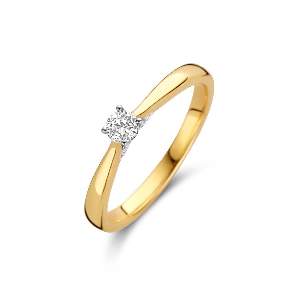 verlovingsring Geel goud 18 kt 0.14ct en 0.04ct briljant
