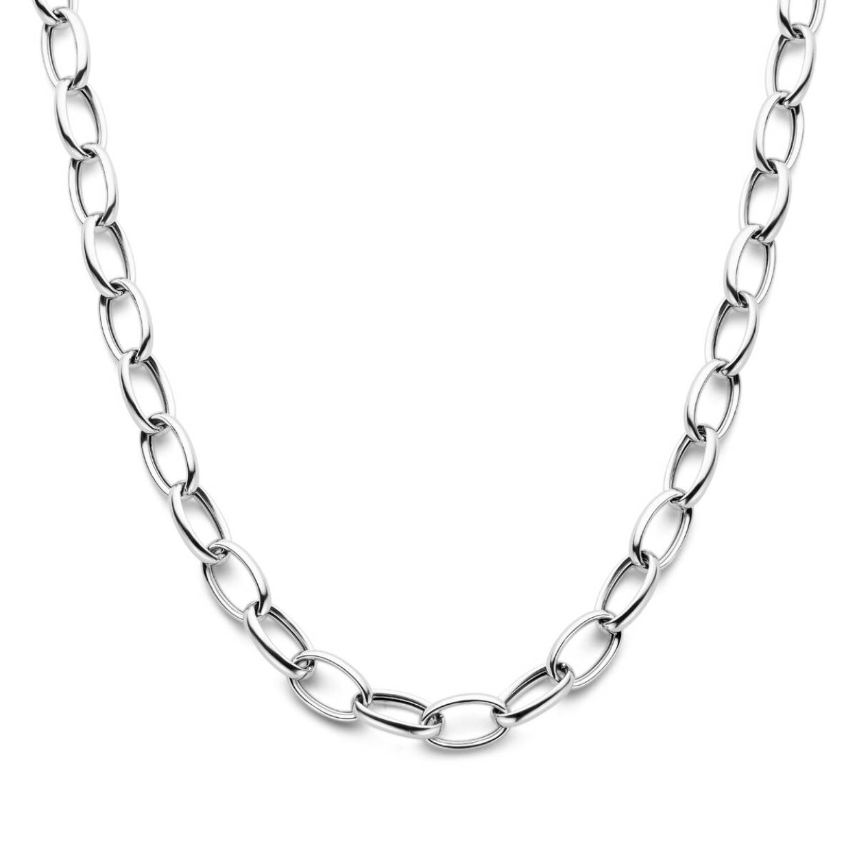Zilveren collier met open ovale schakels 43 cm / 10 mm
gerhodineerd voor een langdurige glans