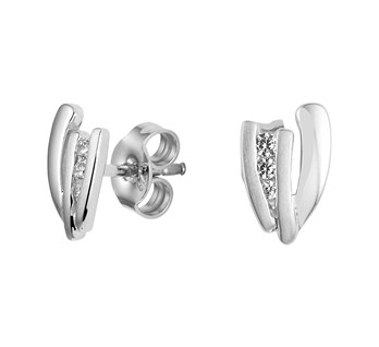 Zilveren oorknoppen zirkonia 
Zetting: rail zetting