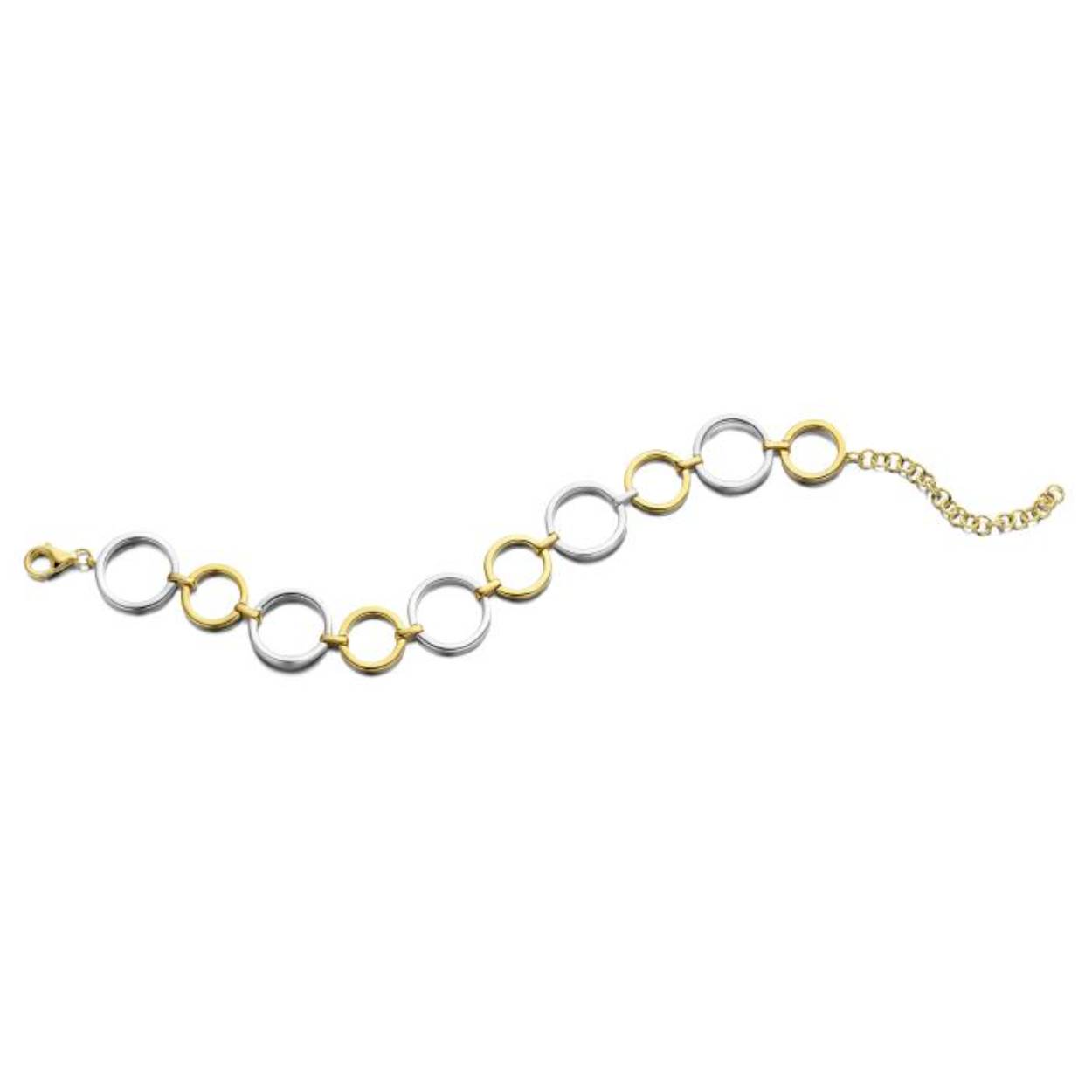 dames armband plaque met open ronde schakels