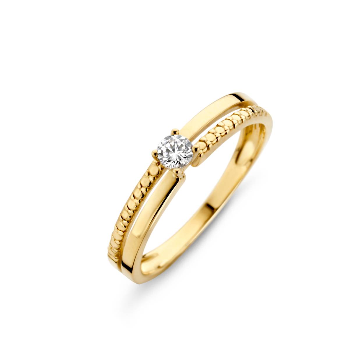 Gouden ring met zirkonia maat 17.5 zirkonia