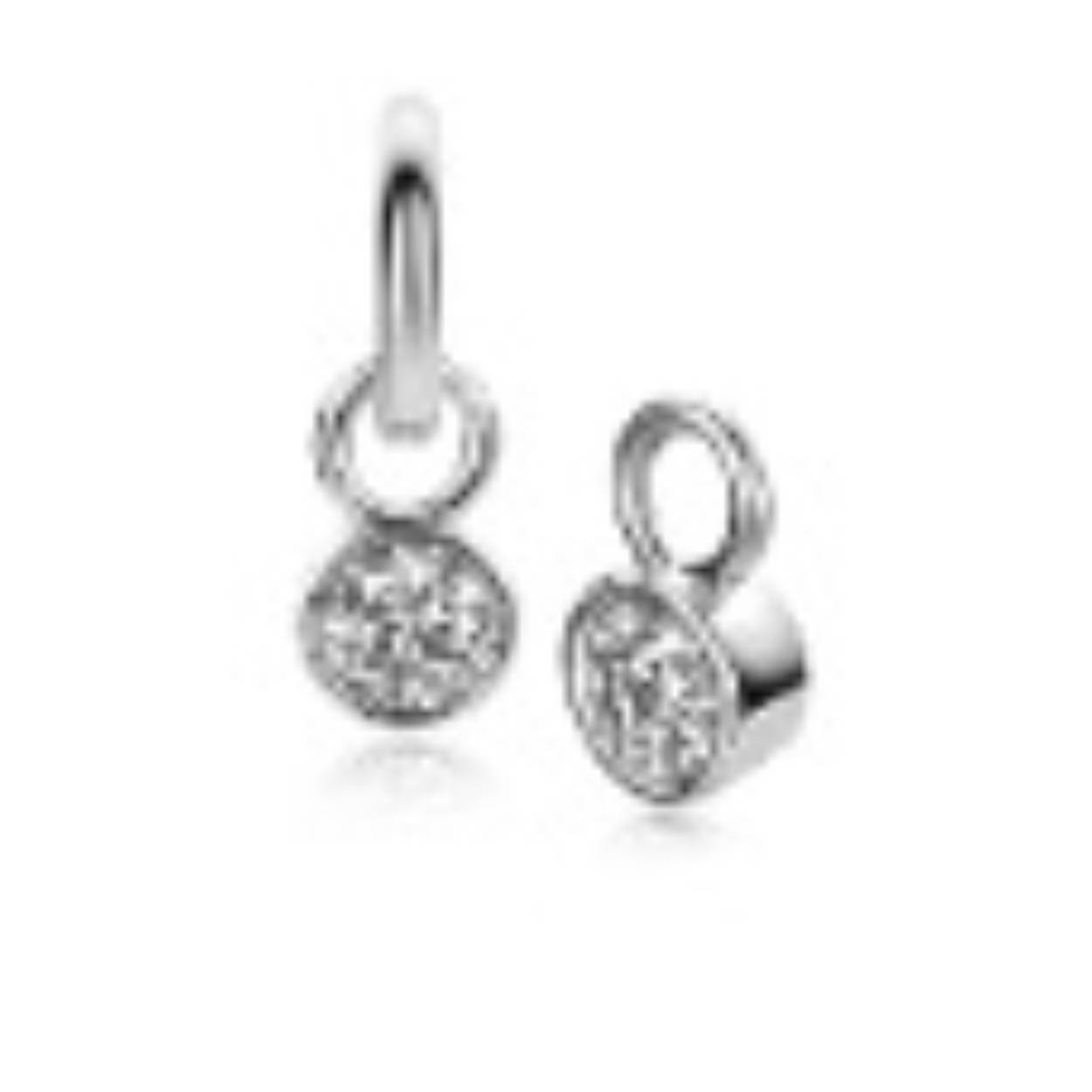 zilveren Zinzi creoolhanger, zilver+wit cz (april)