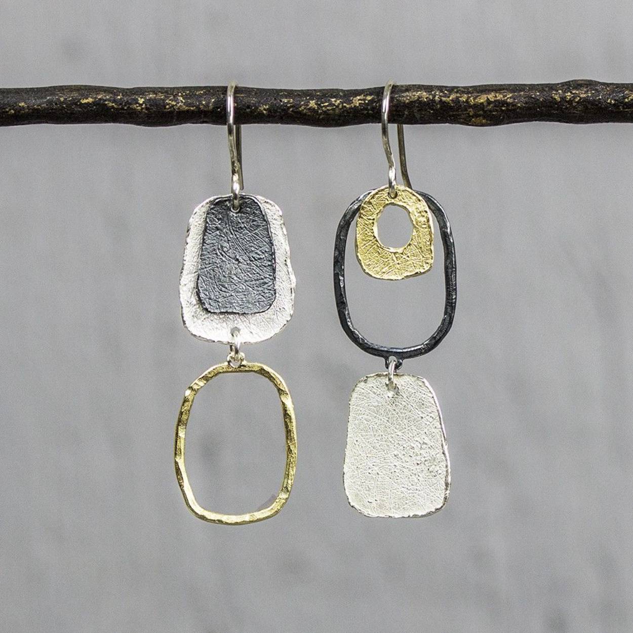 Jeh Jewels Oorhanger verschillend zilver oxy + zilver verguld 20014