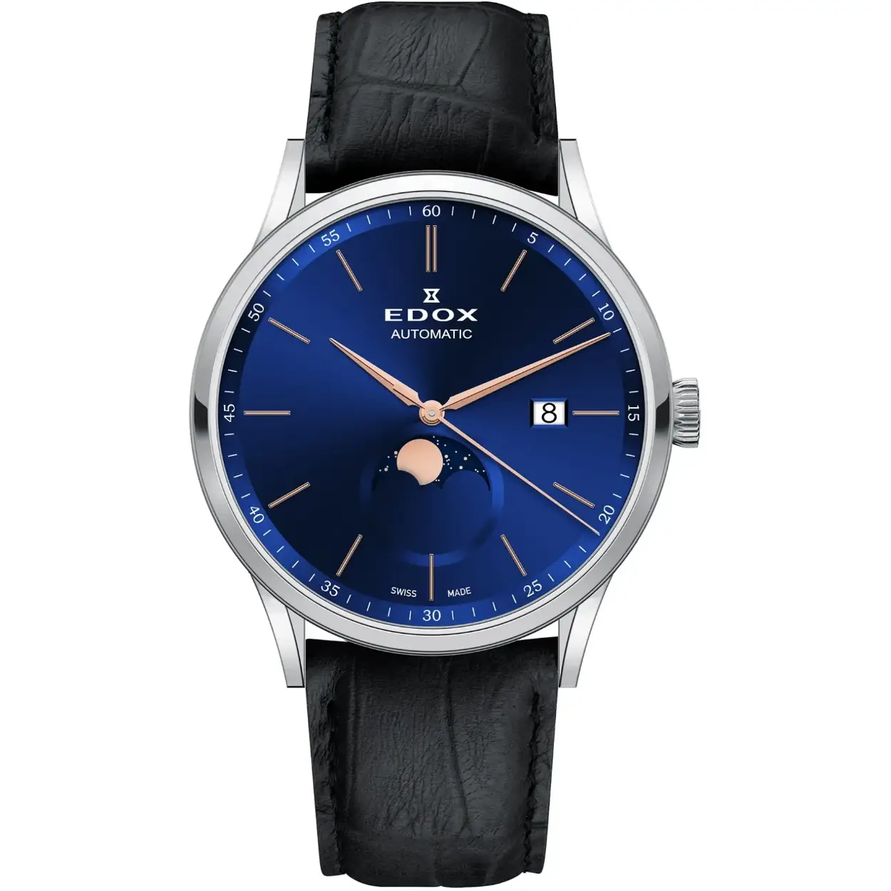 Prachtig Edox horloge uit de Les Vauberts collectie.
Dit horloge heeft een edelstalen behuizing en een bruin lederen band.
Dankzij het automatische uurwerk is een batterijwissel niet meer nodig. Op de wijzerplaat worden de verschillende maanstanden en de datum weergegeven. Het horloge is voorzien van saffierglas wat krasvast is en er voor zorgt dat de wijzerplaat ook over langere tijd mooi helder blijft.