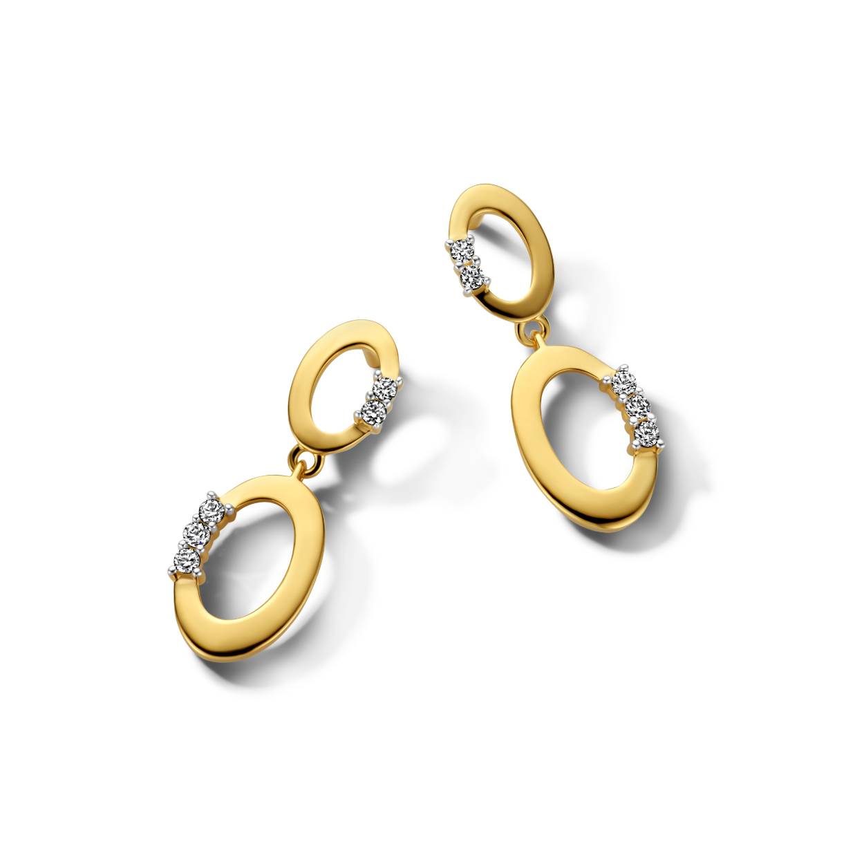 Oorringen geel goud 18kt met zirconium
