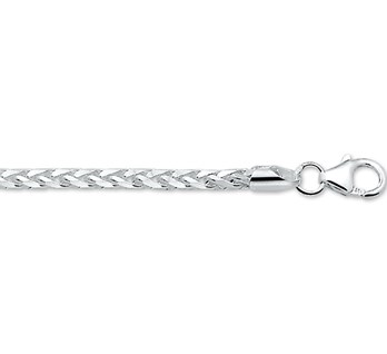 Mooie zilveren armband met een vossestraat palmier schakel. De lengte van de armband is 19cm