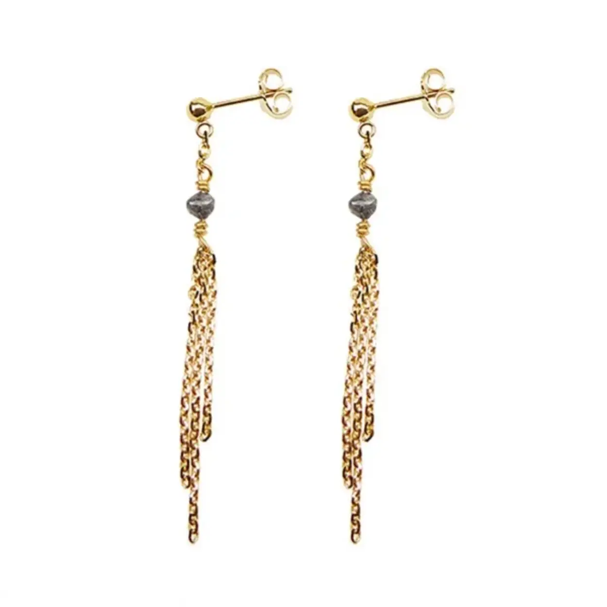 San Design, Raw Diamonds, 14kt gouden oorbellen met ruwe diamanten