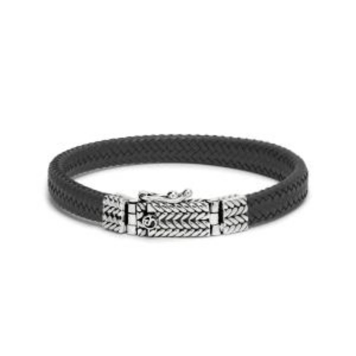 Silk Jewellery Armband Leer/Zilver 781BLK.21