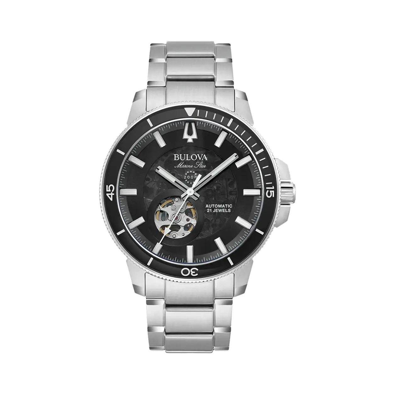 From the Marine Star Collection, summon the high seas in elevated style with the new Marine Star men’s watch. The clean, sporty design in polished silver-tone stainless steel features a black sunray dial with luminous hands and markers and a calendar. This timepiece also has a fold-over buckle closure and is water resistant to 100 meters. For a Bulova timepiece that makes a standout statement, the Marine Star is the perfect choice.