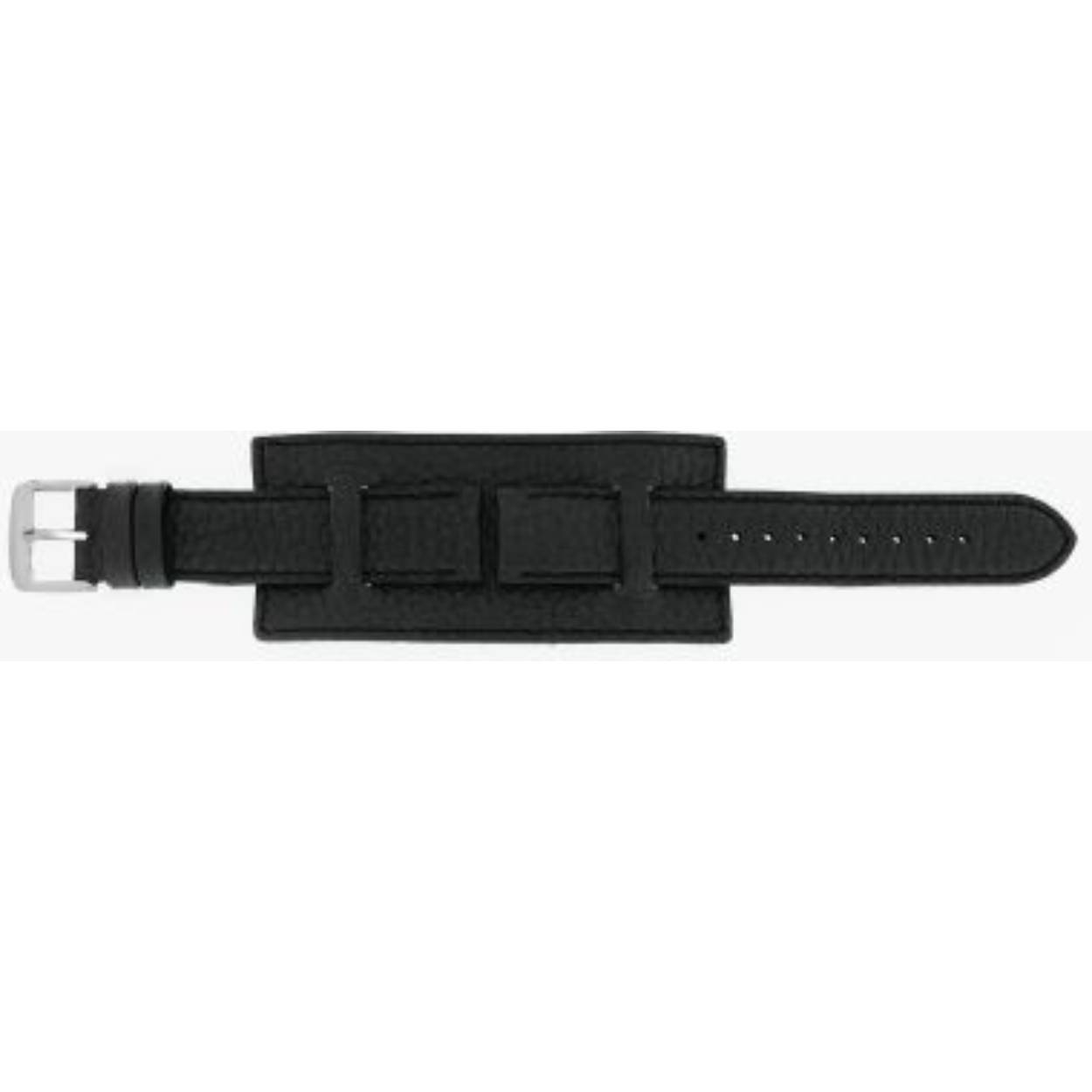 Horlogeband leder 24mm zwart leer met onderstuk