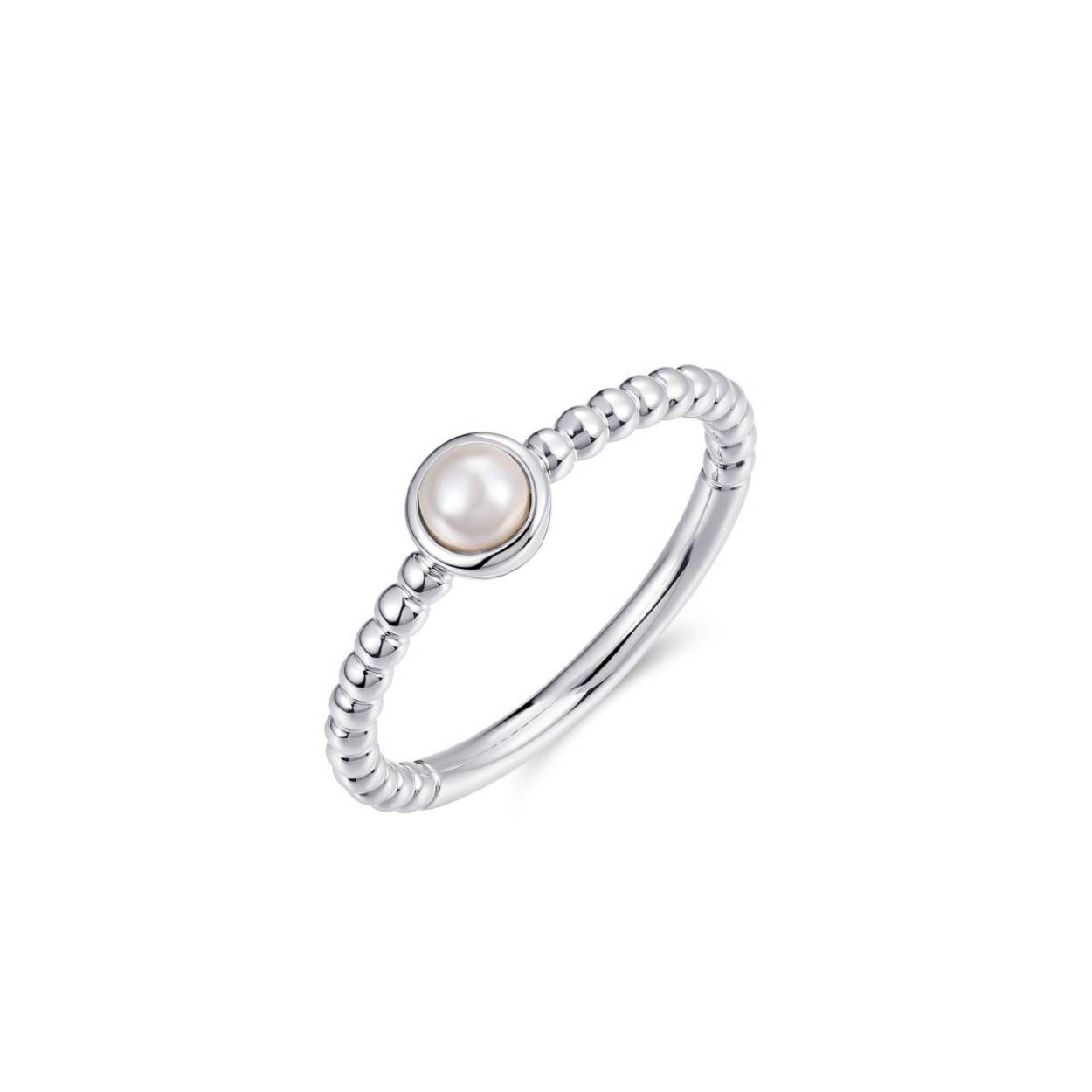 Beaded stacking ring with pearl 