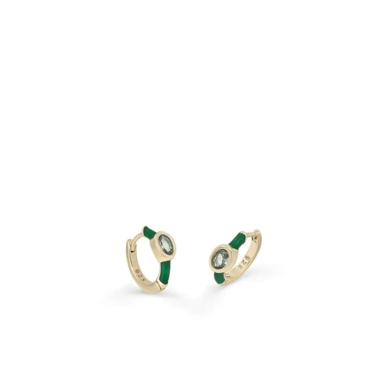 Lineargent oorringen gekleurd emaille en zirkonia