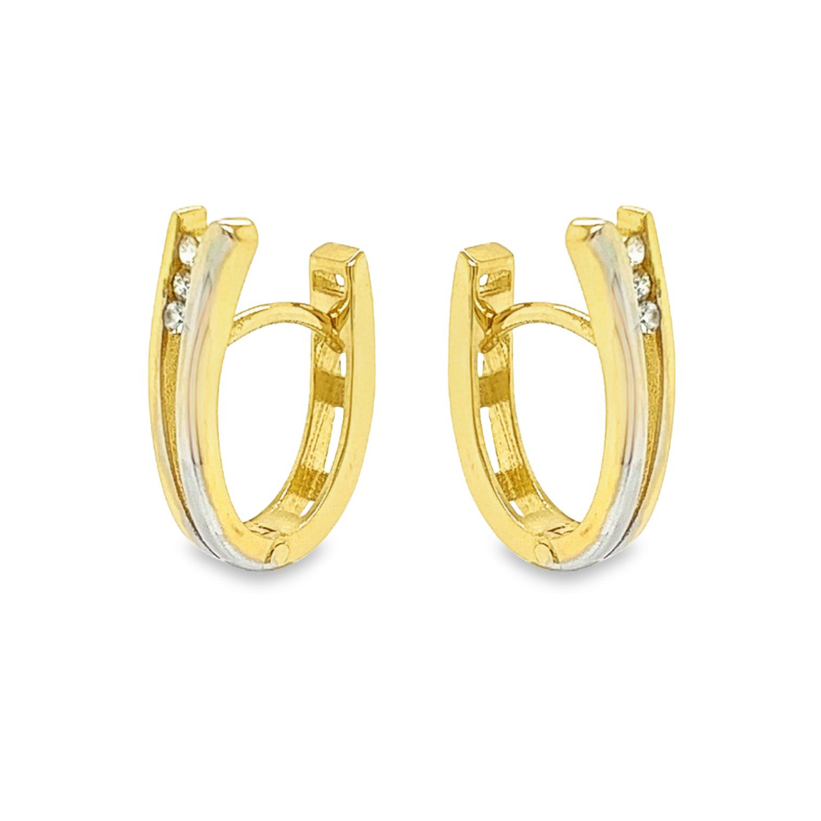 Bicolor gouden oorringen met Zirkonia