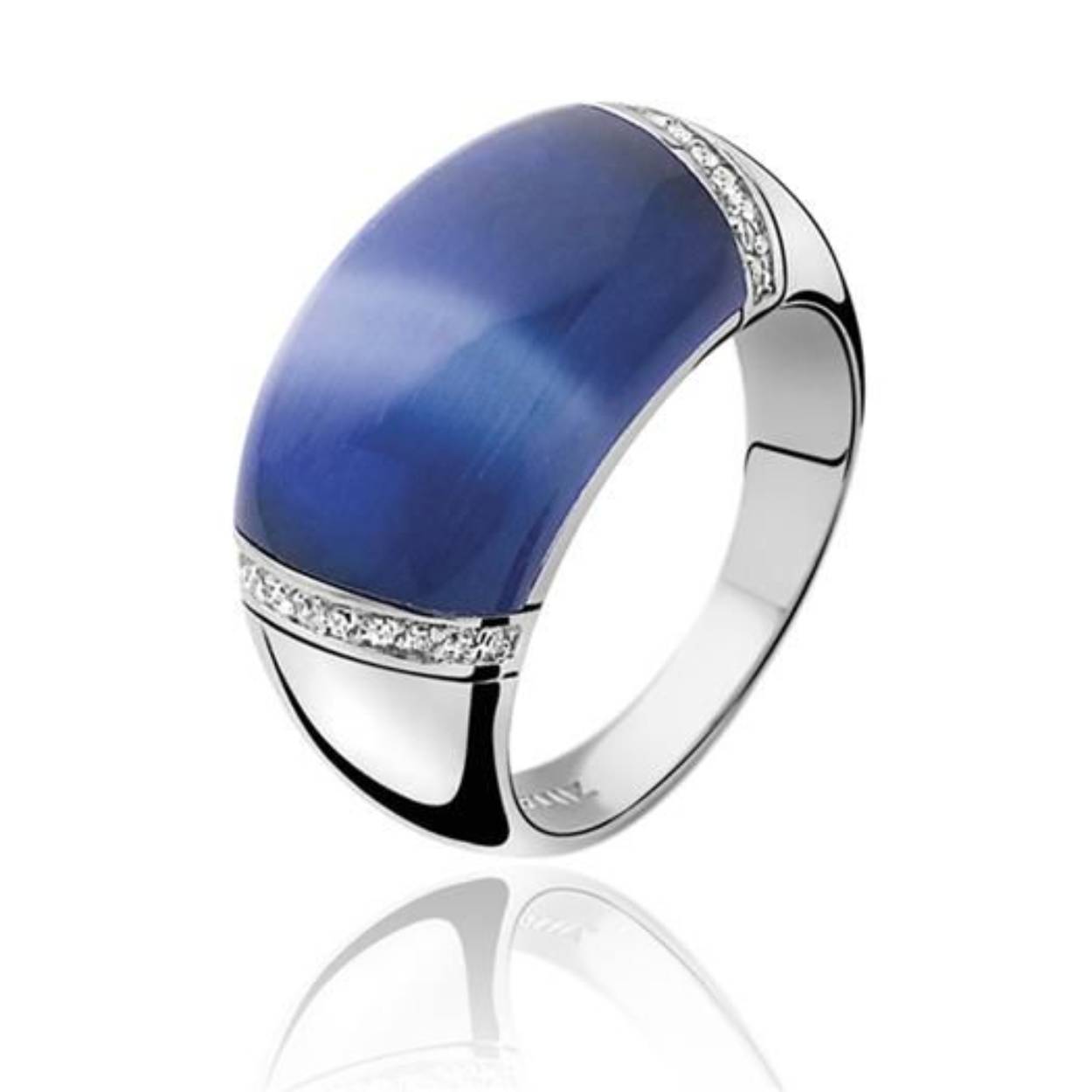 
Zinzi zilveren ring blauwe cateye mt54 zir794b